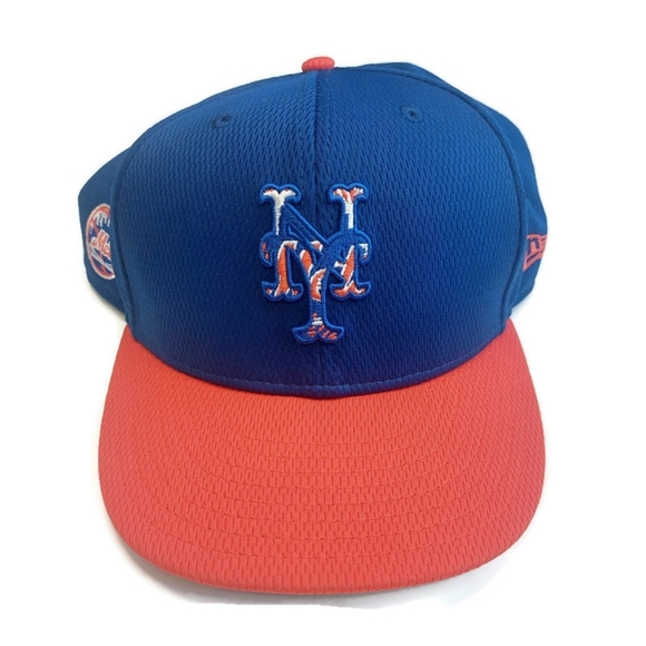 59Fifty New Era Size 7 7/8 New York Mets Fitted Hat Cap Blue Orange - Picture 1 of 6